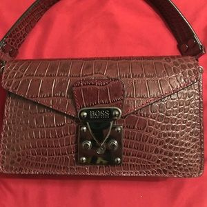 NWOT. HUGO BOSS DARK BROWN LEATHER BAG